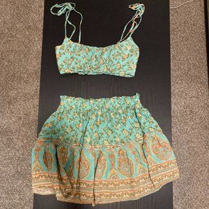 Sundae Muse Blue Pattern Skirt & Bandeau Set Size 10